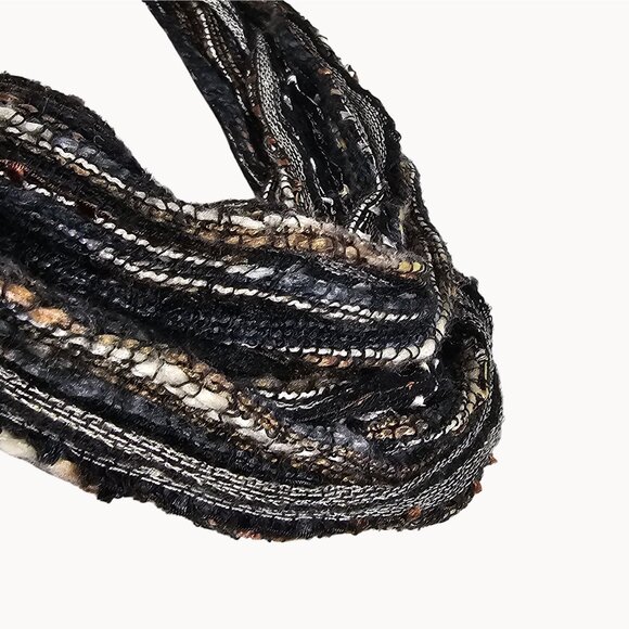 Women's One Size Metallic Black/Grey/White Infinity Wrap Wool‎ Scarf Whimsigoth - Picture 6 of 13